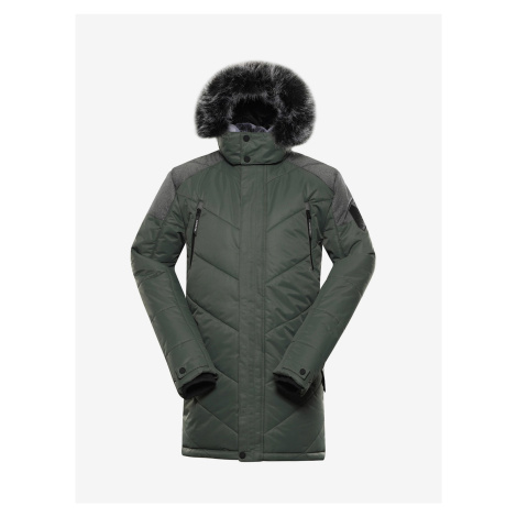 Tmavě zelená pánská zimní bunda s kapucí Alpine Pro ICYB 7 zelená