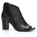 V&C Calzature Černé italské kožené boty na podpatku V&C