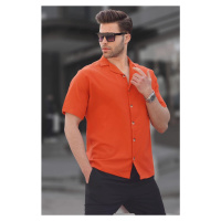 Madmext Orange Basic Short Sleeve Men's Shirt 5598