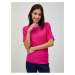 Tmavě růžový lehký vzorovaný svetr s krátkým rukávem ORSAY
