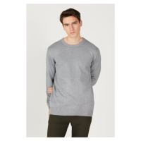 AC&Co / Altınyıldız Classics Men's Gray Melange Standard Fit Normal Cut Crew Neck Jacquard Knitw