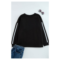 Trendyol Curve Black Stripe Detailed Oversize/Wide Fit Thin Knitted Sweatshirt