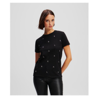 Tričko karl lagerfeld rhinestone karl t-shirt black