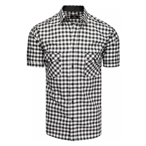 D Street Pánská košile s krátkým rukávem Nalnt černo-bílá Bílá
