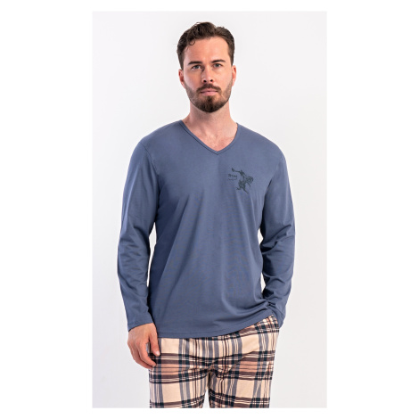 Pánské pyžamo dlouhé vienetta Secret Paul | tmavě šedá