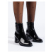 Komfortní černé kotníčkové boty dámské na širokém podpatku