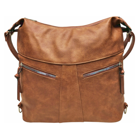 Velký středně hnědý kabelko-batoh z eko kůže Tapple
