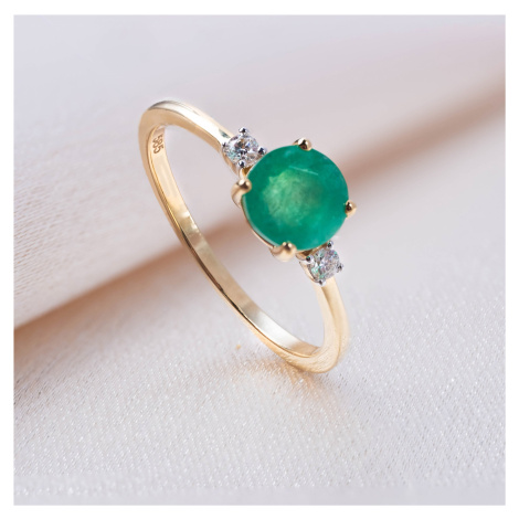 Zlatý prsten se smaragdem a diamanty Planet Shop