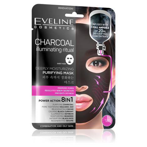Eveline Charcoal pleťová textilní maska čisticí 1 ks EVELINE Cosmetics