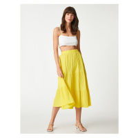 Koton Tiered Midi Length Skirt with Elastic Waist