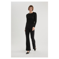 DEFACTO High Waist Flare Leg Gabardine Trousers