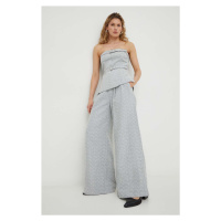 Kalhoty Gestuz dámské, šedá barva, jednoduché, high waist, 10908649