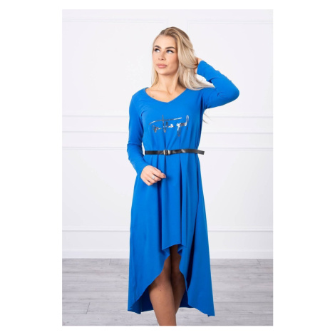 Šaty s ozdobným páskem a nápisem mauve-blue Kesi