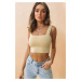 Madmext Mad Girls Beige Crop