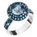 Stříbrný prsten s krystaly modrý 35019.5