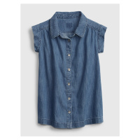 GAP Dětské šaty denim med button trough dress - Holky