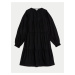 Nabírané mini šaty s prostřihovaným zdobením a výšivkou Marks & Spencer černá