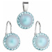 Sada šperků s krystaly Swarovski náušnice a přívěsek se světle modrou matnou perlou kulaté 39091