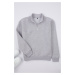 Trendyol Gray Melange Oversize/Wide Cut Stand Collar Zippered Basic Sweatshirt