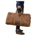 Veľká cestovná kabelka retro kožená taška vintage