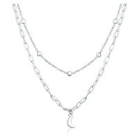 JVD Stylový dvojitý stříbrný náhrdelník Měsíc SVLN0413X610050