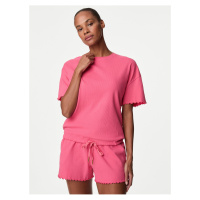 Růžové dámské žebrované tričko se stahovací šňůrkou Marks & Spencer