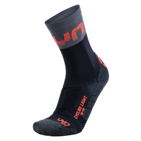 UYN Cyklistické ponožky klasické - LIGHT - černá/šedá/červená