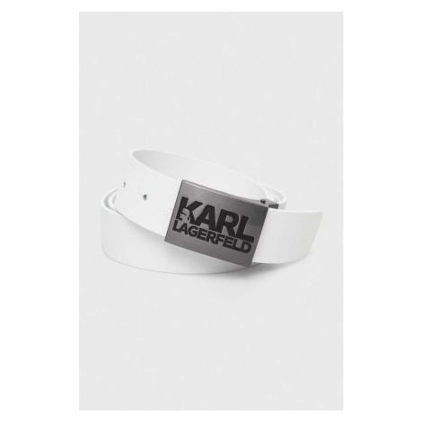 Kožený pásek Karl Lagerfeld pánský, bílá barva