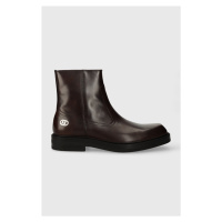 Kožené boty Karl Lagerfeld KRAFTMAN pánské, hnědá barva, KL11440