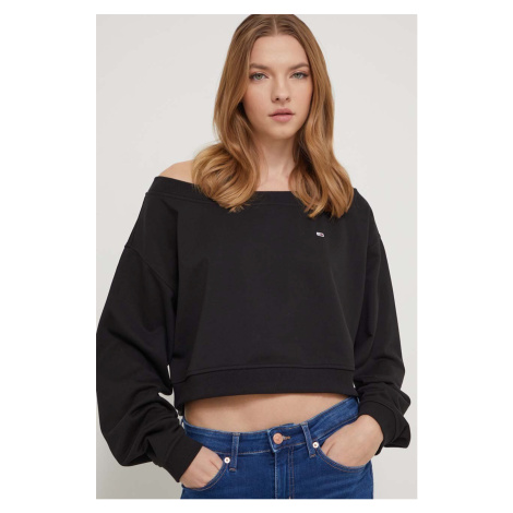 Mikina Tommy Jeans dámská, černá barva, hladká, DW0DW17956 Tommy Hilfiger