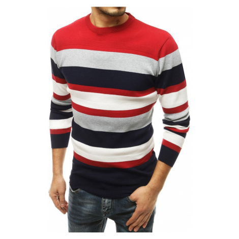 Pruhovaný svetr pánský vlněný pulovr v kontrastních barvách DStreet |  Modio.cz