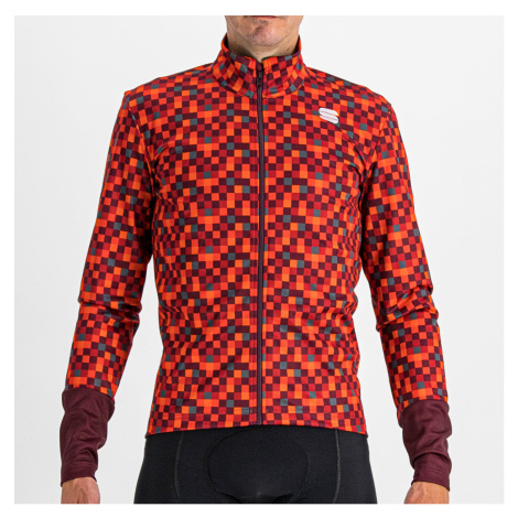 SPORTFUL Cyklistická zateplená bunda - PIXEL - červená/hnědá