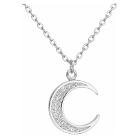Evolution Group Stříbrný náhrdelník se zirkonem bílý půlměsíc 12028.1