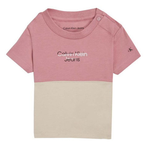 Kojenecké tričko Calvin Klein Jeans růžová barva