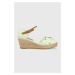 Sandály Tommy Hilfiger HIGH WEDGE SEERSUCKER dámské, zelená barva, na klínku, FW0FW07158