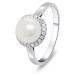 Brilio Silver Elegantní stříbrný prsten s perlou a zirkony RI034W