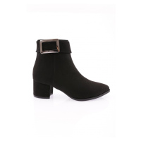 DGN Si-14 Women's Buckle Heeled Boots Black Suede