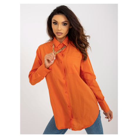 Oranžová oversized košile na knoflíky Fashionhunters