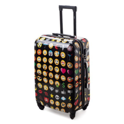Rogal Černý skořepinový cestovní kufr "Emoticons" - L (65l)