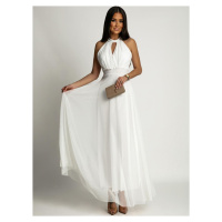 Dámské elegantní šaty s tylovým spodkem FASARDI - bílá
