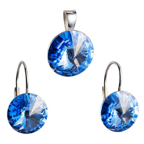 Evolution Group Sada šperků s krystaly Swarovski náušnice a přívěsek modré kulaté 39012.3