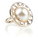 Šperk karl lagerfeld k/essential pearls ring žlutá