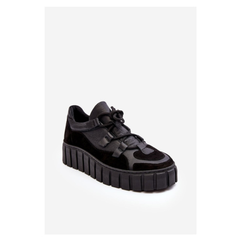 Dámská kožená sportovní obuv na platformě Zazoo Black Kesi