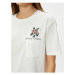 Koton Cotton T-Shirt Floral Print Pocket Detail Short Sleeve Crew Neck