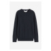 H & M - Jemně pletený bavlněný svetr - modrá
