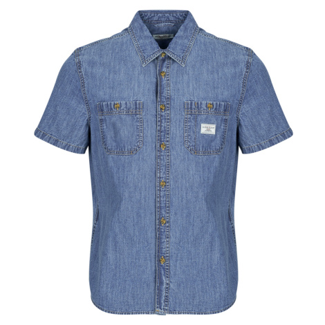Guess REGULAR SS DENIM SHIRT Modrá