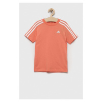 Dětské bavlněné tričko adidas U 3S oranžová barva, s aplikací
