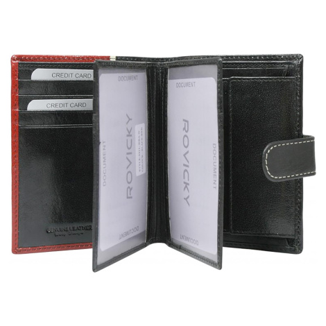 Pánská kožená peněženka Rovicky 331L-RBA-D RFID modrá / červená