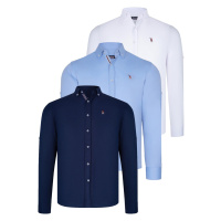 TRIPLE SET G674 DEWBERRY MEN'S SHIRT-NAVY-WHITE-BABY BLUE