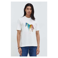 Bavlněné tričko PS Paul Smith béžová barva, s potiskem